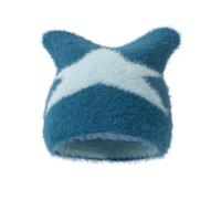 KIKYKUBBLETASW Berretti in Maglia con Orecchie di Gatto Star for Donna Uomo Berretti con Teschio Hip-Hop Y2k Cappelli Caldi Invernali Dolci Quando Fa Freddo(07)