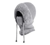 KIKYKUBBLETASW Berretto 3 in 1 for Donna: Sciarpa con Cappuccio e Scaldacollo in Maglia Resistente al Freddo, Foderato in Peluche Spesso for l'inverno(Gray)