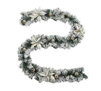 KIKYKUBBLETASW Elegante Ghirlanda Natalizia Pre-illuminata, Decorazione in Pino, Oro Bianco, Decorazione Festiva for la casa, caminetto, Porta, Scala, 1,5 m, 1,8 m, 2,7 m(Silver,1.5m)