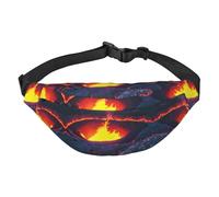 Kilauea - Marsupio con cintura regolabile vulcano, alla moda, impermeabile, per escursionismo, viaggi, casual, corsa, escursionismo, ciclismo, nero, taglia unica, Nero , Taglia unica