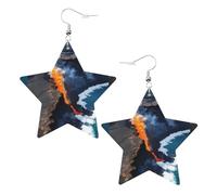Kilauea - Orecchini da donna con ciondolo a forma di stella scintillante, gioielli alla moda per una serata fuori, One Size, Pelle