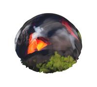 Kilauea Volcano Bloom Print riutilizzabile Spa Salon Shower Cap per tutte le lunghezze di capelli con fodera elastica