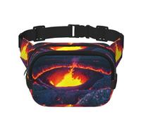Kilauea Vulcano Print Marsupio alla moda a strati quadrati nero marsupio con cinghia regolabile, nero, Taglia unica