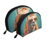 Kilauea Vulcano - Set di 2 trousse da viaggio con cerniera, per cosmetici, Divertente lama dei cartoni animati, Taglia unica