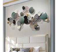 KILELI Decorazione da parete in metallo 3D da 198 x 99 cm, grande decorazione da parete in metallo, decorazione astratta traforata a foglia di loto per decorazione domestica, soggiorno, camera da