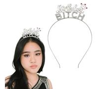 Kilener Corona di buon compleanno divertente fascia per donne argento strass fascia divertente corone feste fasce per donne ragazze