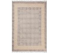 Kilim Rug - Tappeto in cotone Dhurrie orientale, spesso 0,5 cm, facile da lavare a mano, in cotone, a trama piatta, per interni ed esterni, per soggiorno, camera da letto, 15 x 20 cm, colore: beige e