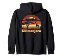 Kilimangiaro, Retro Safari Tramonto, Giraffe Montagna e Albero Felpa con Cappuccio