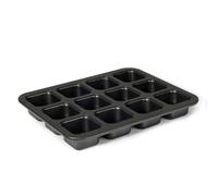 Kilimazart Mini teglia per pagnotte a 8 cavità in acciaio al carbonio Vassoio antiaderente per pane Design monopezzo (Black 12 Cavity)