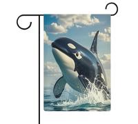 Killer Whale - Bandiera da giardino per casa, prato, cartello di benvenuto, su entrambi i lati, piccole bandiere personalizzate per piscina, cortile, decorazione da parete per la casa, 32 x 47 cm
