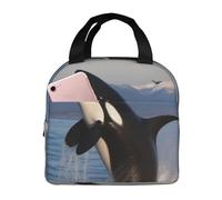 Killer Whale - Borsa termica per il pranzo, per donne e uomini, riutilizzabile, portatile, a prova di perdite, con tasca frontale, per viaggi, picnic, ufficio, lavoro