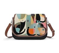Killer Whale Borse a tracolla da donna in pelle borse da viaggio borse a tracolla Tote Bag per uso quotidiano, Gatto di arte moderna della metà del secolo, Taglia unica