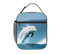Killer Whale Delphin Sea Print Borsa per il pranzo per ufficio, lavoro, picnic, borsa termica per il pranzo, riutilizzabile, per adulti