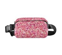 Killer Whale - Marsupio blu con cinghia regolabile per allenamento, corsa, escursionismo, Acquerello Rosa Viola Cuori, 1 Size