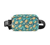 Killer Whale - Marsupio blu con cinghia regolabile per allenamento, corsa, escursionismo, Bitcoin volanti e fiocchi di neve, 1 Size