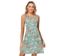 Killer Whale on Blue Womens Dresses Loose Sleeveless Party Tshirt Sundresses Summer, Orca assassina su Blu, L