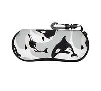 Killer Whale Orca Custodia per occhiali con cerniera Elegante custodia per occhiali da sole in neoprene portatile ultraleggero con moschettone