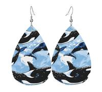 Killer Whale Orca Pattern Orecchini Leggera Orecchini In Pelle Penzolare Orecchino In Pelle Per Feste Decorazioni Tutti I Giorni