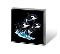 Killer Whale Orca Whale Family Brooch Pins for Women Men Square Collar Lapel Pins Coat Jacket Accessories