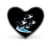Killer Whale Orca Whale Family Brooch Pins Heart Badge Collar Lapel Pins Dress Coat Accessories for Women Men