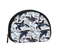 Killer Whale Print Mini Storage Bag Shell Shape Wallet Small Coin Wallet Shell Storage Bag