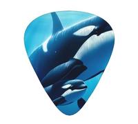 Killer-Whale-Sea - Confezione da 12 plettri per chitarra con 3 spessori e scatola portaoggetti, plettri in ABS per basso elettrico