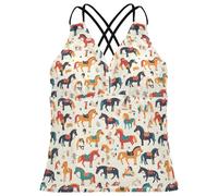 Killer Whale Tankini Top da donna ad asciugatura rapida, controllo della pancia, costume da bagno, Orca assassina, L
