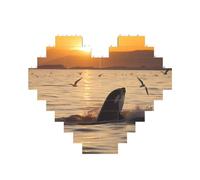 Killer Whale Under Sunset Puzzle stampato 10,8 x 12,8 cm, puzzle a forma di cuore impegnativo gioco per adulti, divertente decorazione decorativa da parete