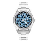Killer Whales Orca - Orologio casual da uomo, con cinturino in acciaio inossidabile, in lega, al quarzo, Stile:, regular, Bracciale