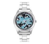 Killer Whales Orca Pattern Orologio casual da uomo con cinturino in acciaio inossidabile in lega di quarzo orologio da polso, Stile:, regular, Bracciale