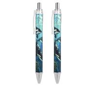 Killer Whales - Penna a sfera retrattile, inchiostro nero, per ufficio e casa, 2 pezzi