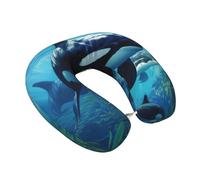 Killer Whales Swim Along - Cuscino da viaggio a forma di U, supporto per il collo, facile manutenzione, ufficio, relax, casa, campeggio