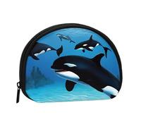 Killer Whales Swim Along - Mini borsa portatile a forma di conchiglia, portamonete