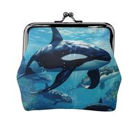 Killer Whales Swim Along - Portamonete compatto, 11,5 x 10,5 cm, grazioso mini portafoglio con chiusura a bacio, custodia impermeabile