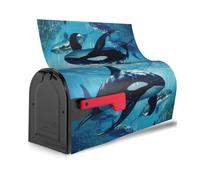 Killer Whales Swim Along Print - Copertura magnetica per cassetta postale riutilizzabile, impermeabile, per identificare le cassette postali