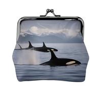 Killer Whales Swim Along stampa piccolo sacchetto bacio serratura portamonete per le donne portamonete portamonete, portafoglio per carte di credito