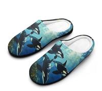 Killer Whales Swim - Pantofole da uomo, stile casual, calde, con suola in gomma, per interni ed esterni, Stile:, 9-10（42-43）