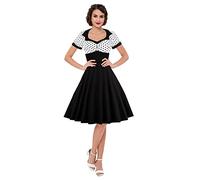 KILLREAL - Abito da donna a pois, stile vintage, per cocktail party - Nero - Medium