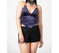 Killstar Alley Cat Top Halter In Velluto Leopardo In Pelle Plum KSRA006412