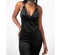 KILLSTAR Vicolo Gatto Nero Canotta Top Emo Gotico Leopardo A V Orlo KSRA006168