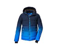killtec Bambini e ragazzi Giacca da sci/giacca da sci trapuntata con cappuccio e paraneve KSW 382 BYS QLTD JCKT, neon blue, 164, 42453-000