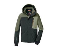 killtec Bambini e ragazzi Giacca da sci/giacca funzionale con cappuccio e paraneve KSW 200 BYS SKI JCKT, dunkeloliv/olive/sage, 140, 43466-000