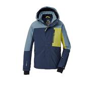killtec Bambini e ragazzi Giacca da sci/giacca funzionale con cappuccio e paraneve KSW 200 BYS SKI JCKT, nachtblau/rauchblau/dunkellime, 152, 43466-000