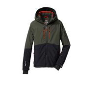 killtec Bambini e ragazzi Giacca da sci/giacca funzionale con cappuccio e paraneve KSW 201 BYS SKI JCKT, dunkeloliv/schwarzblau/dunkelorange, 164, 43468-000