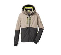 killtec Bambini e ragazzi Giacca da sci/giacca funzionale con cappuccio e paraneve KSW 201 BYS SKI JCKT, hellsand/dunkelstein/neongelb, 176, 43468-000