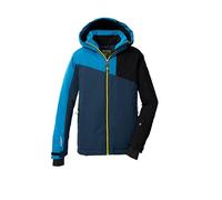 Killtec Giacca da sci da ragazzo con cappuccio e paraneve KSW 192 BYS SKI JCKT, blu scuro/cielo blu/nero blu, 164, 43475-000