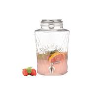 Kilner Diamond Distributore di bevande in vetro da 5 litri con rubinetto in acciaio inox, coperchio ermetico a clip e guarnizione in silicone, ideale per succhi, cocktail e bevande infuse