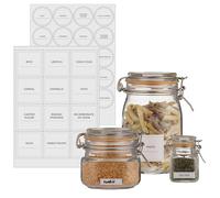Kilner Etichette per dispensa con penna per lavagna bianca, 142 adesivi riutilizzabili in vinile per cucina, barattoli delle spezie e organizzazione di armadi (bianco, 3,2 x 5,7 cm)