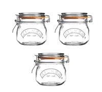 Kilner Set di 3 barattoli rotondi da 0,5 litri (3 x 500 ml) ermetici in vetro per conservare marmellate e alimenti secchi, riutilizzabili
