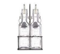 Kilner Set di 2 bottiglie di olio da 0,3 l e supporto in metallo